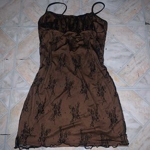 brown floral dress